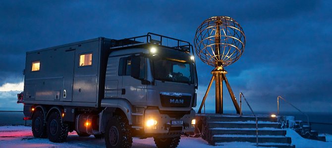 Nordkapp im Winter mit dem Expeditionsmobil