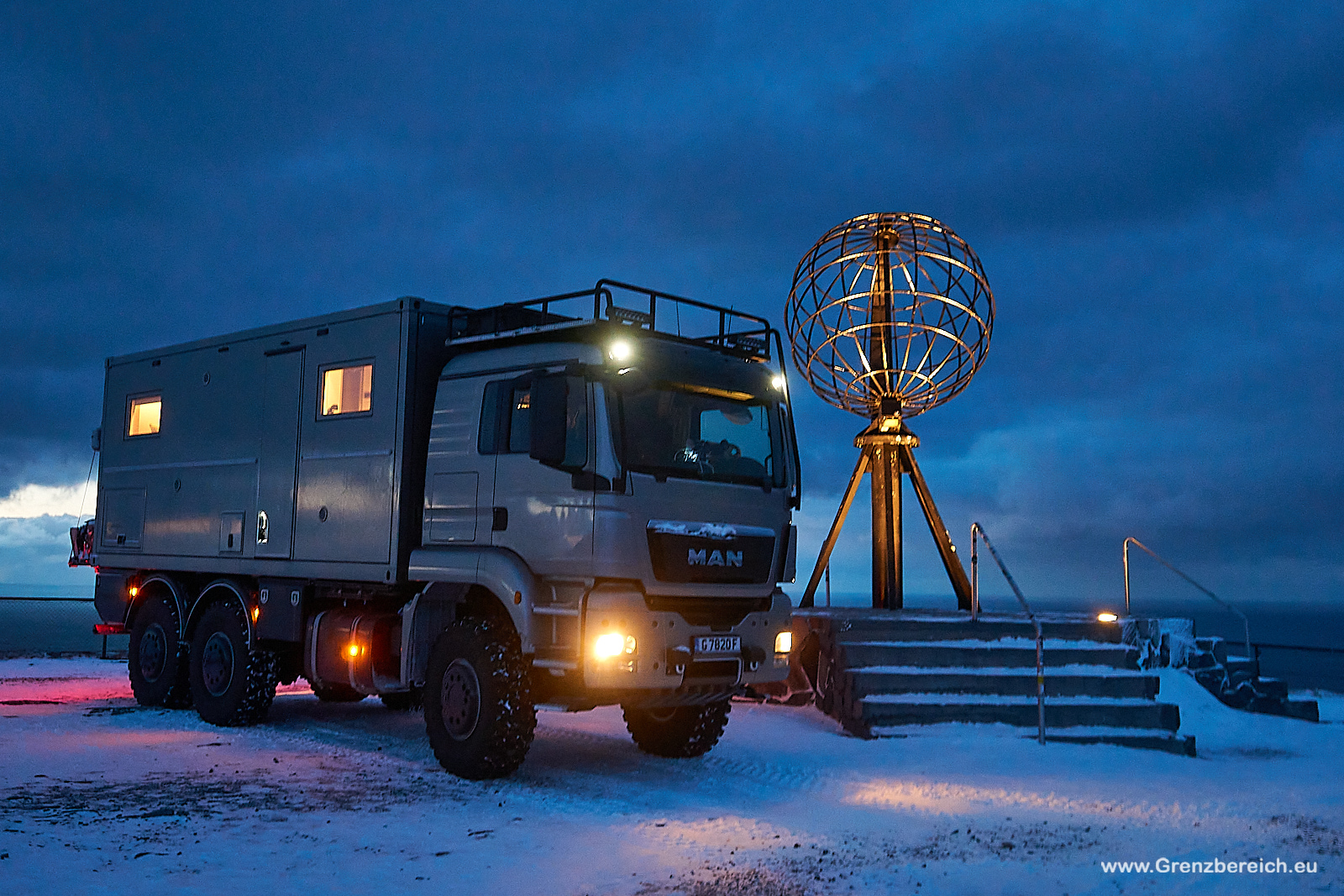 Nordkapp im Winter mit dem Expeditionsmobil